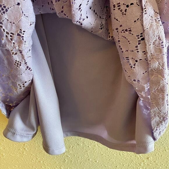 Btween Girl’s Lavender Cold-Shoulder Short Sleeve Lace Lined Top Girl's Size 8 - Picture 3 of 4